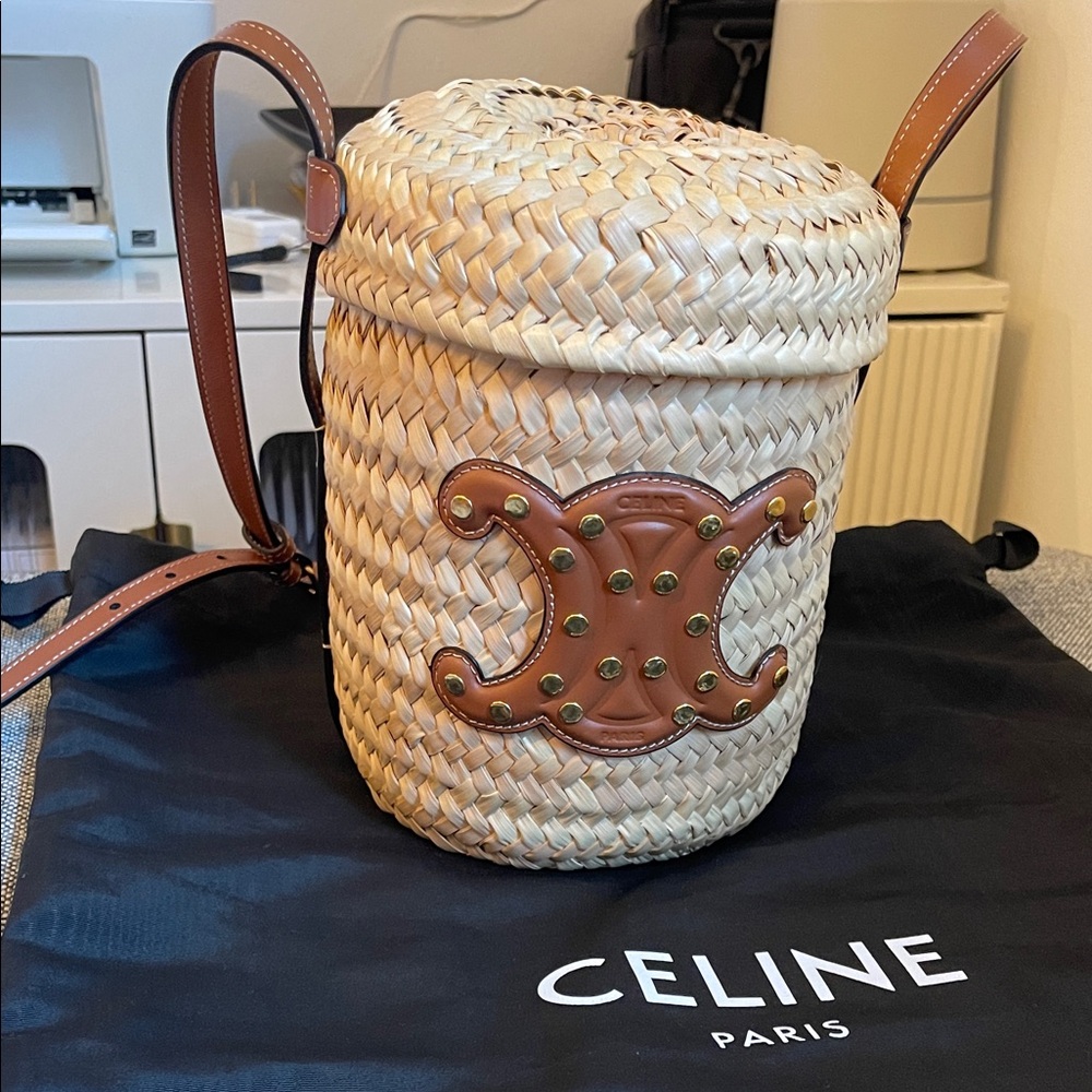 Celine Woven Palm Bucket Bag